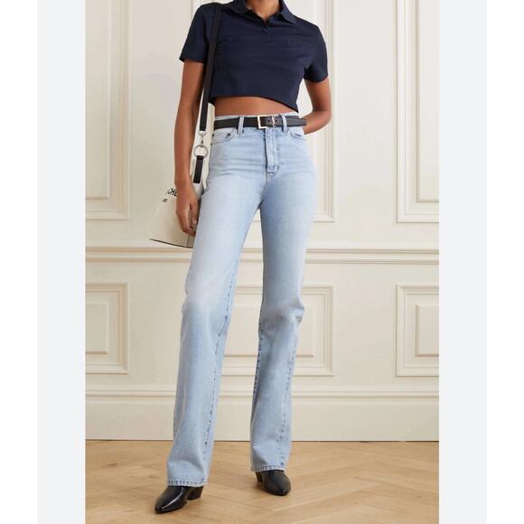 SAINT LAURENT YSL Monogram Cropped Polo Shirt Short Sleeve Logo Women’s L $680 - Picture 3 of 16